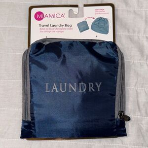MIAMICA Navy Gray “Laundry” Foldable Travel Laundry Bag